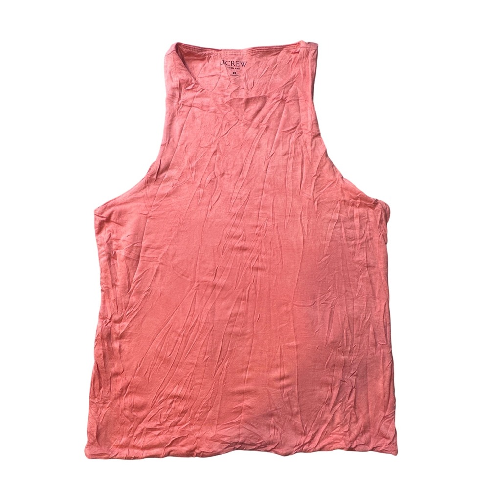 J.Crew Tank Top Women XL Pink Form Knit BK304 High Neck Modal Stretch Sleeveless